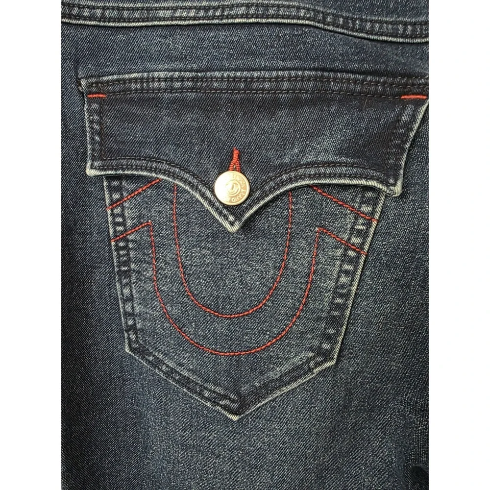 True Religion Ricky SN Flap Straight Style 701180 Dark Shivering Wash Sz 36x32